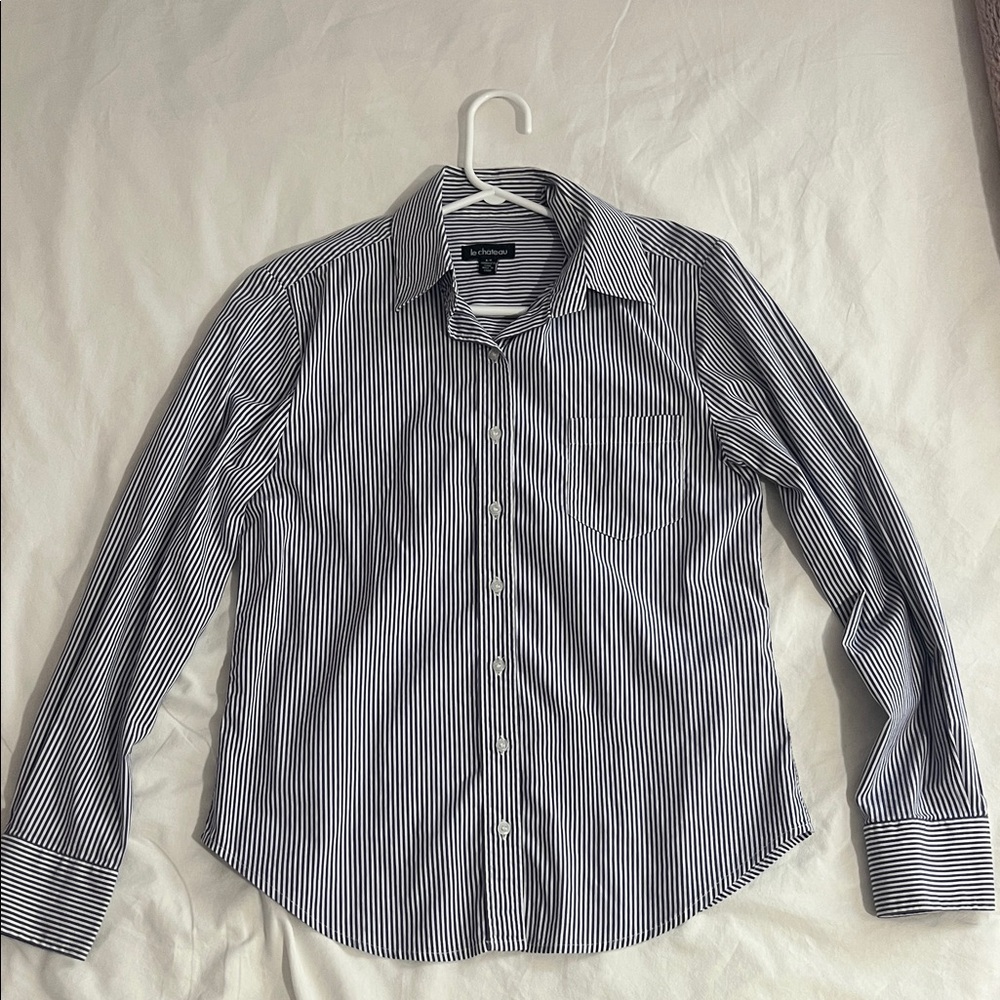 Women’s Le Chateau Blue and White Striped Shirt
